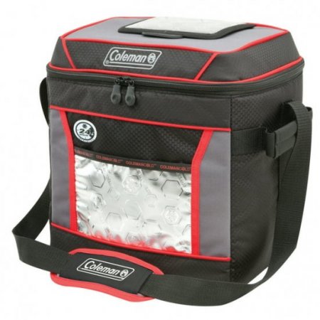 Coleman 30-Can 24-Hour Soft Cooler Bag, Black & Red, Nylon