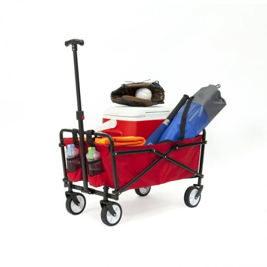 Seina Steel Compact Collapsible Folding Outdoor Portable Utility Cart, Red