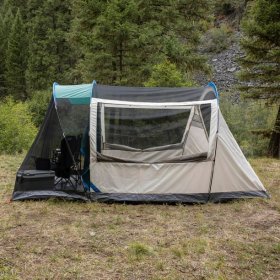 Coleman 4 Person Cabin Tent with Screened Porch, 2 Rooms, Green