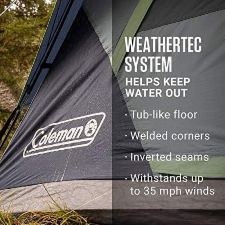 Coleman Skydome Camping Tent, 2/4/6/8 Person Family Dome Tent with 5 Minute Setup, Strong Frame can Withstand 35MPH Winds, Roomy Interior with Extra Storage Included