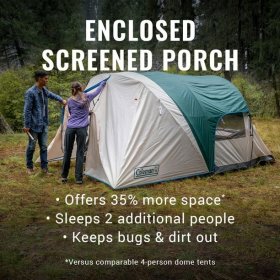 Coleman 4-Person Cabin Tent with Enclosed Screen Porch, Evergreen