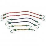 Coleman Stretch Cord Fasteners, PVC-Coated Hooks, Assorted Pack of 6, Red, Blue, and Yellow