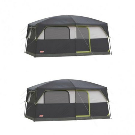 Coleman Prairie Breeze 9 Person Camping Tent w/Fan & Light | 14 x 10' (2 Pack)