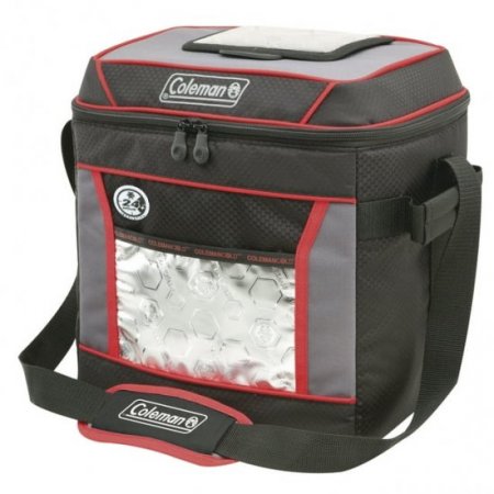 Coleman 30-Can 24-Hour Soft Cooler Bag, Black & Red, Nylon