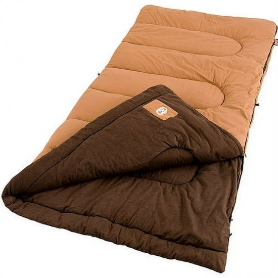 Coleman Dunnock 20-Degree Cold Weather Rectangular Big and Tall Sleeping Bag, Tan, 39\"x81\"