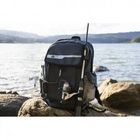 Ozark Trail Tackle and Gear 27 Ltr Fishing Backpack, Black, Unisex, Polyester, Adult