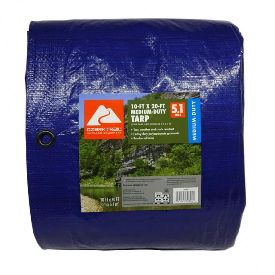 Ozark Trail Medium-Duty Tarp, 10\' x 20\', Material PE