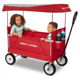 Radio Flyer, 3-in-1 off-Road EZ Folding Kids Wagon with Canopy, Puncture Proof Tires, Red