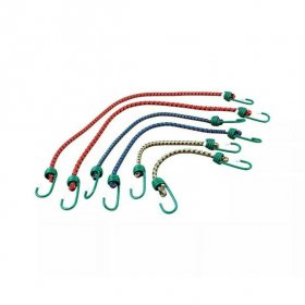 Coleman Stretch Cord Fasteners, PVC-Coated Hooks, Assorted Pack of 6, Red, Blue, and Yellow