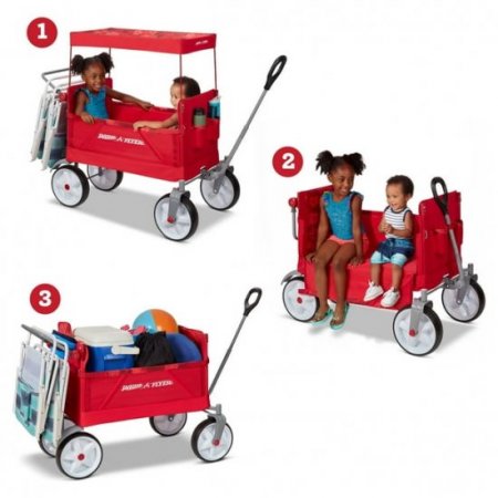 Radio Flyer, Beach & Boardwalk EZ Fold Wagon, Recycled Fabric, Red