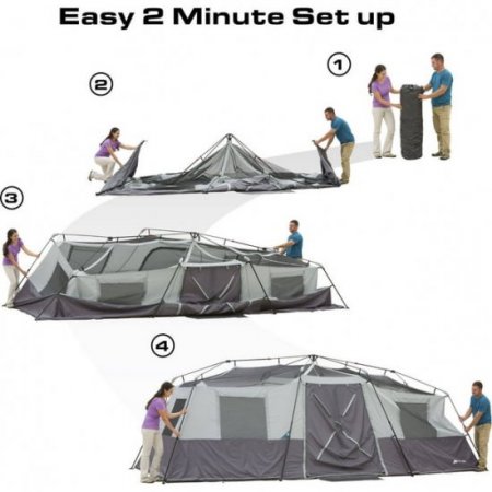 Ozark Trail 20' x 10' Instant Cabin Tent in Gray and Teal, Sleeps 12