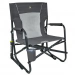 GCI Outdoor FirePit Rocker Low Profile Rocking Camping Chair, Pewter Gray