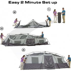 Ozark Trail 20' x 10' Instant Cabin Tent in Gray and Teal, Sleeps 12