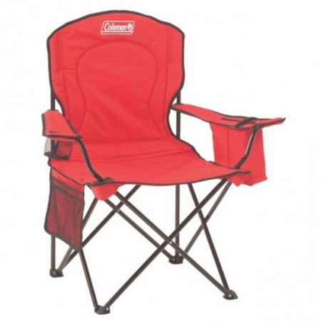 Coleman Camping Chair with Built-In 4-Can Cooler, Red