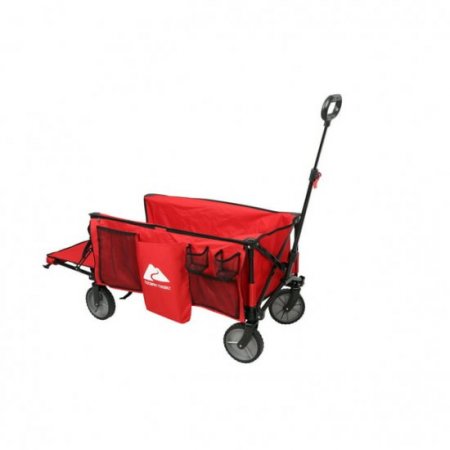 Ozark Trail Camping Utility Wagon with Tailgate & Extension Handle, Red, Polyester